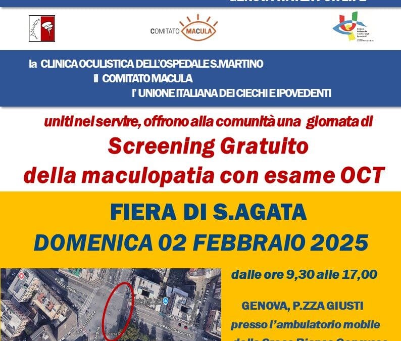Screening gratuito maculopatia – domenica 2 febbraio 2025 dalle ore 9:30 alle ore 17:00