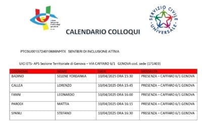SELEZIONE candidati Servizio Civile Universale progetto SENTIERI DI INCLUSIONE ATTIVA
